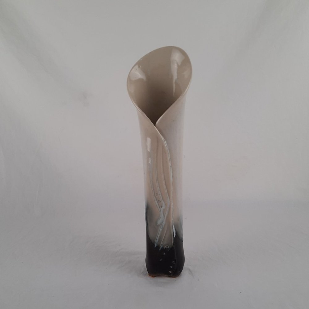 Tall Handmade Signed Pottery Vase - Wrapped style - 13.75"